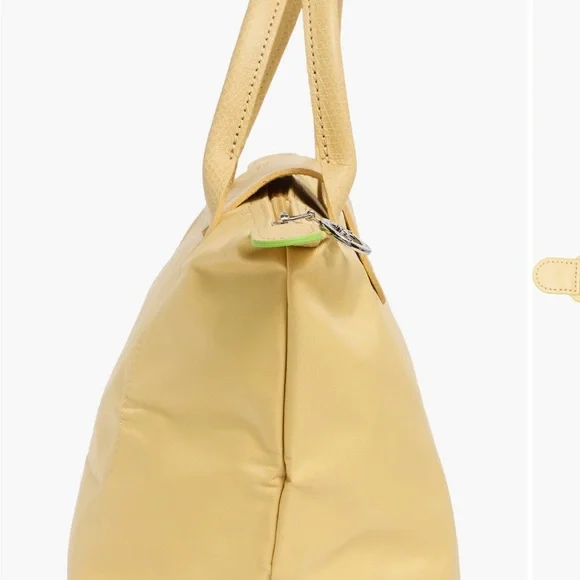 NIB Longchamp Small Le Pilage Green Recycled Canvas Top with Handle Bag (Wheat) - Picture 4 of 12